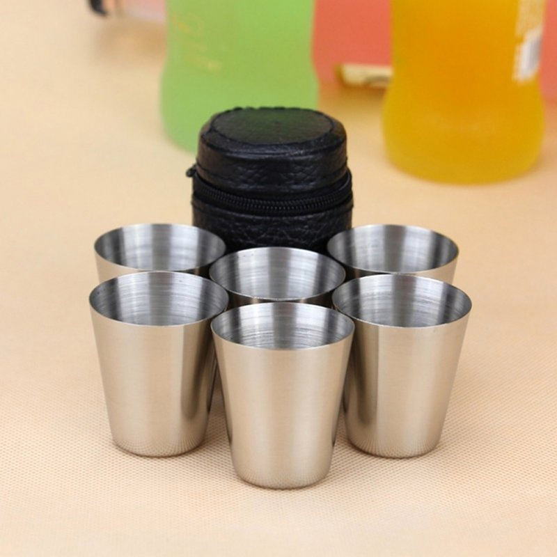 Wine Beer Glass Set - Cangkir Mini Stainless Steel, 4/6 buah