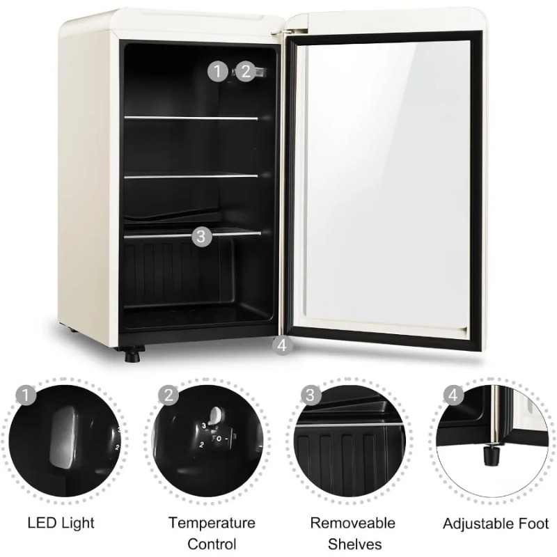 Kulkas Minuman Retro 3.2 Cu.ft - Wine Beer Mini Fridge ulasan dan harga