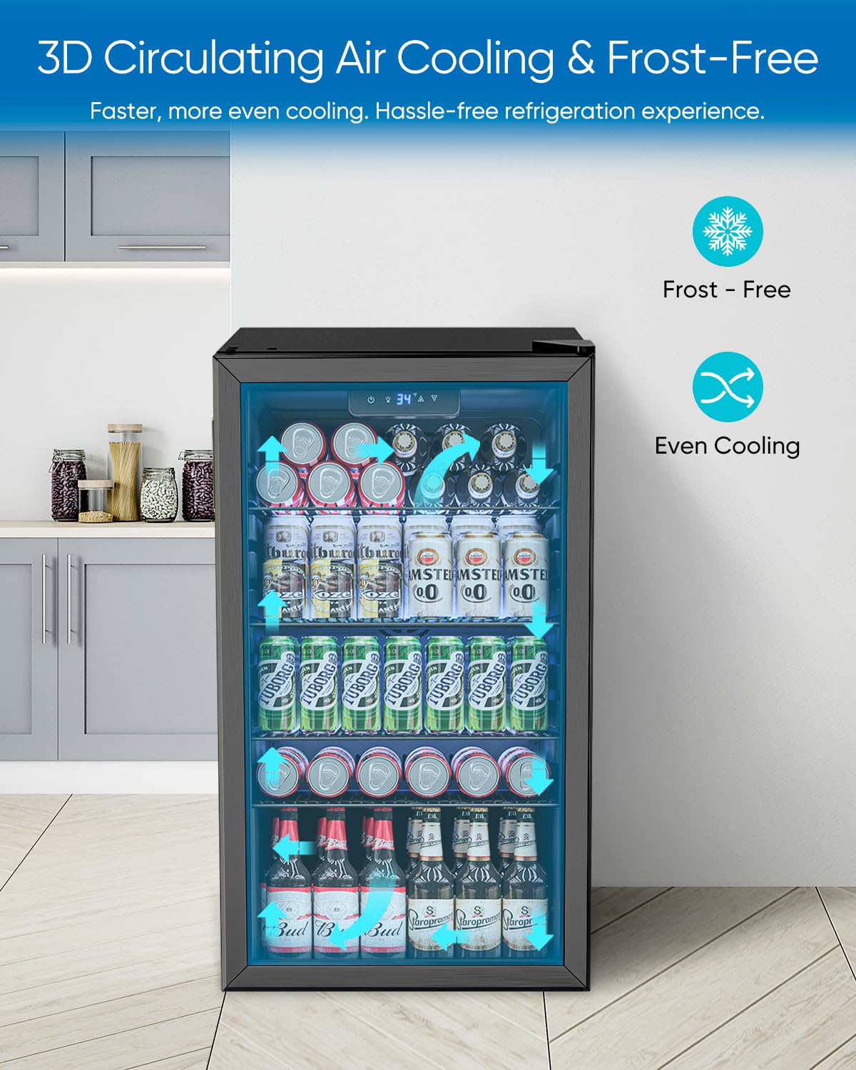 Kulkas Mini Pintu Kaca 3.2 Cu. - Wine Beer Mini Fridge ulasan dan harga